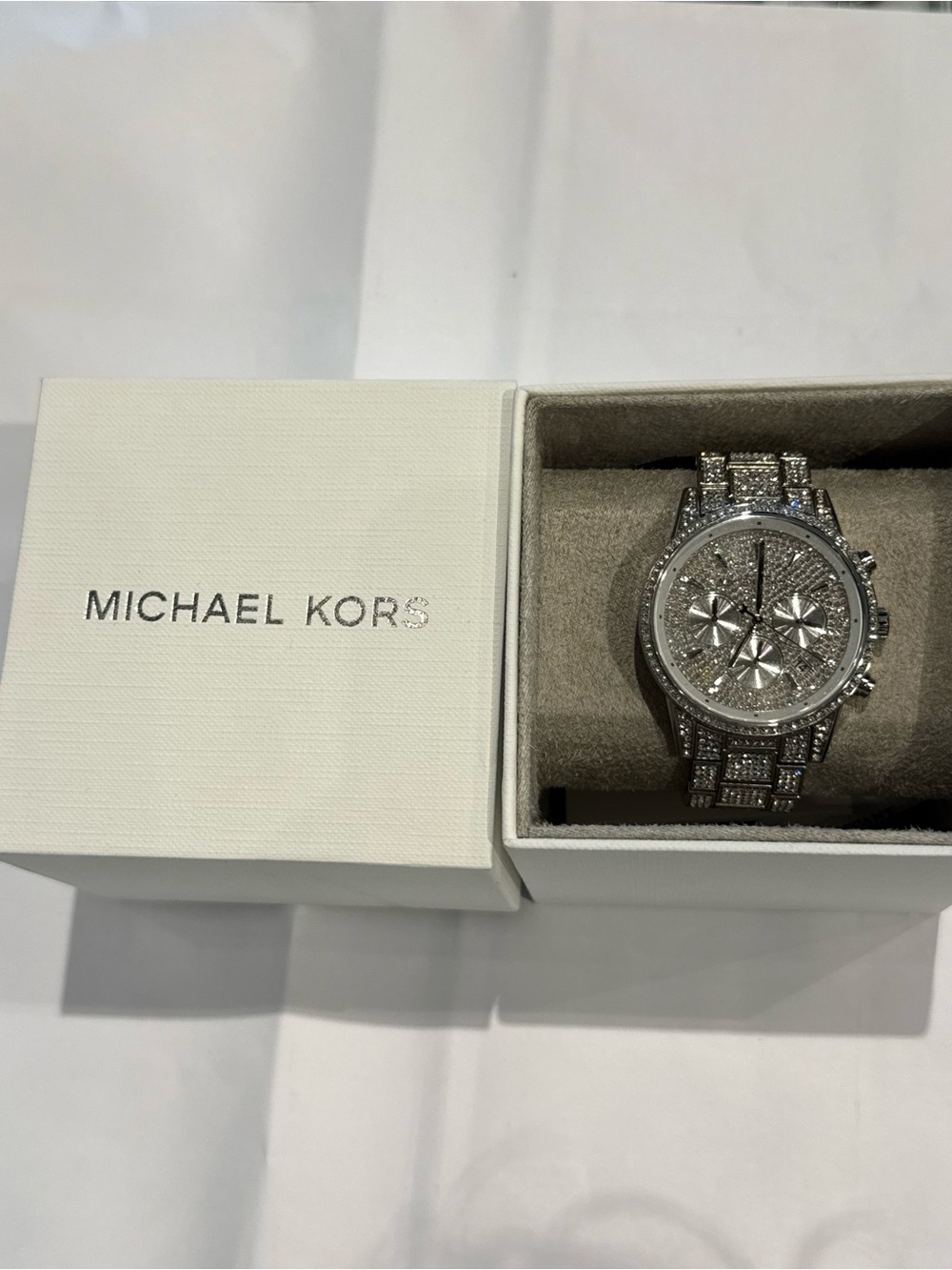 Michael Kors Silver Crystal Pavé Chronograph Watch MK6746 Bryant Silver-Tone